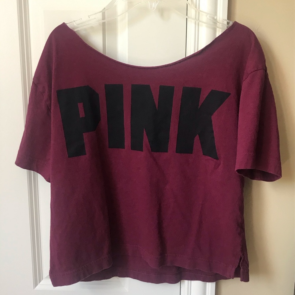 Victoria’s Secret PINK Burgundy Wide Neck T-Shirt